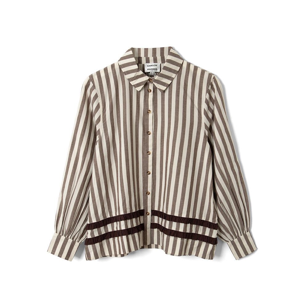 Damson Madder Izzy Pyjamas Sæt Choc Ecru Stripe