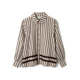 Damson Madder Izzy Pyjamas Sæt Choc Ecru Stripe