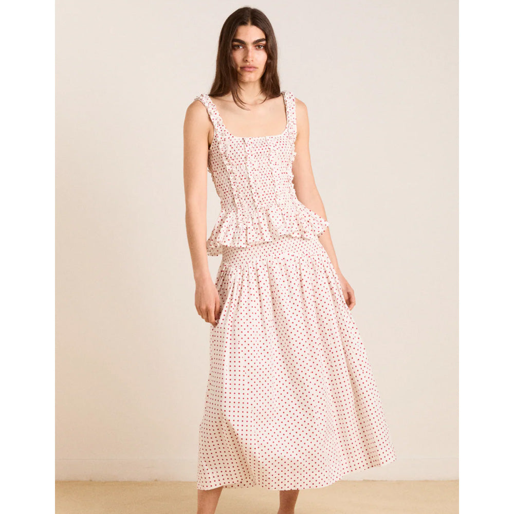 Damson Madder Layla Skirt Off White And Red Spot