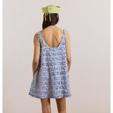 Damson Madder Leili Ruffle Mini Dress Mini Blue Stripes