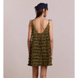 Damson Madder Leili Ruffle Mini Dress Olive