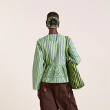 Damson Madder Madison Blouse Navy Pop Green Stripe