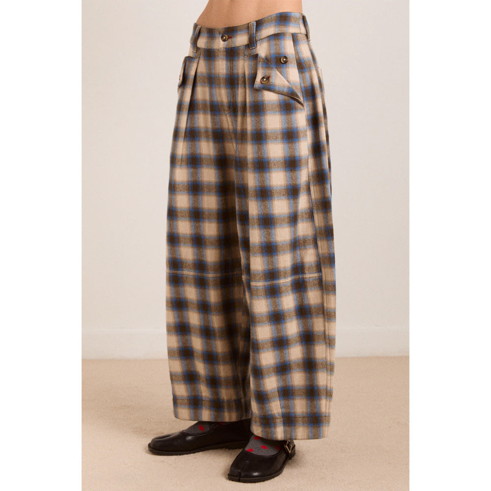 Damson Madder Mara Trouser Blur Brushed Check Bukser Tern