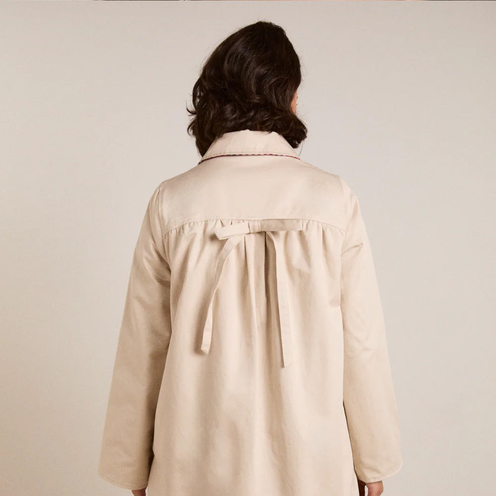 Damson Madder Mercedes Bow Reversible Trench Gingham & Ecru