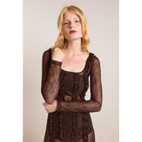 Damson Madder Raphi Lace Midi Kjole Coffee