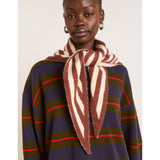 Damson Madder Stripe Triangle Head Scarf Choc & Ecru