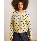 Damson Madder Tabitha Reversible Merino Wool Cardigan Navy & Butter