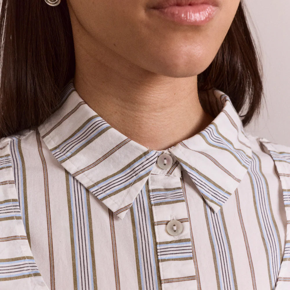 Damson Madder Valeria Double Layer Shirt Caraway Stripe