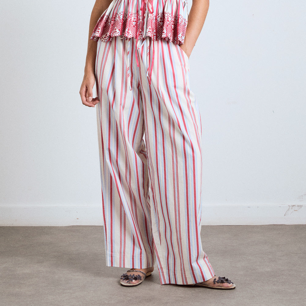 Damson Madder Georgia Trousers Butter Cherry Stripe