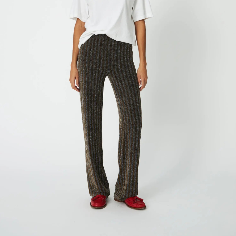 Stella Nova Striped Lurex Jersey Bukser Gold Silver Shimmer