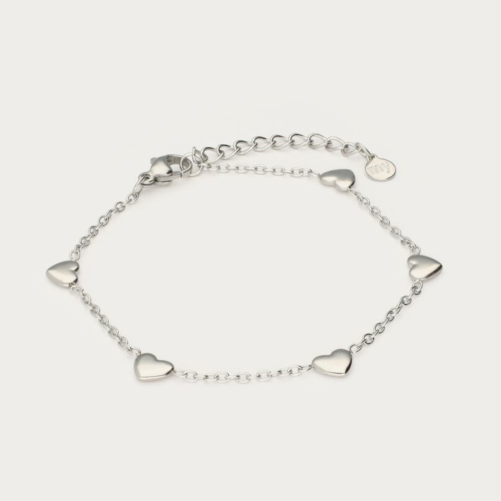 Sølvfarvet armbånd med hjerter fra My Jewellery