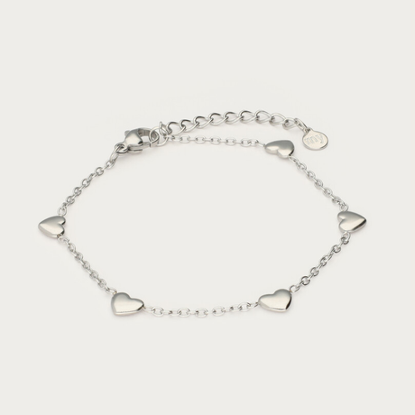 Sølvfarvet armbånd med hjerter fra My Jewellery