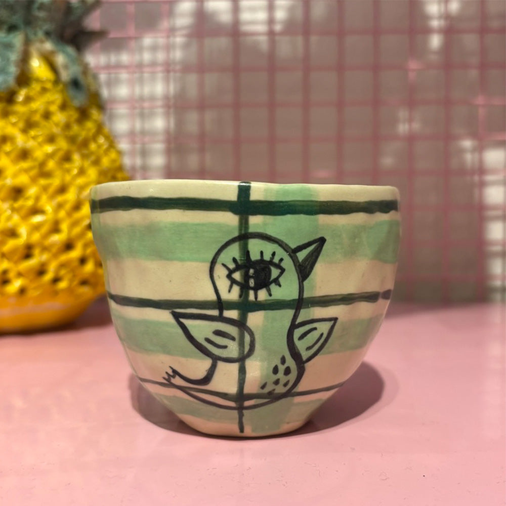 Falkeblik Keramik Kop Cortado" Fugl" Striber