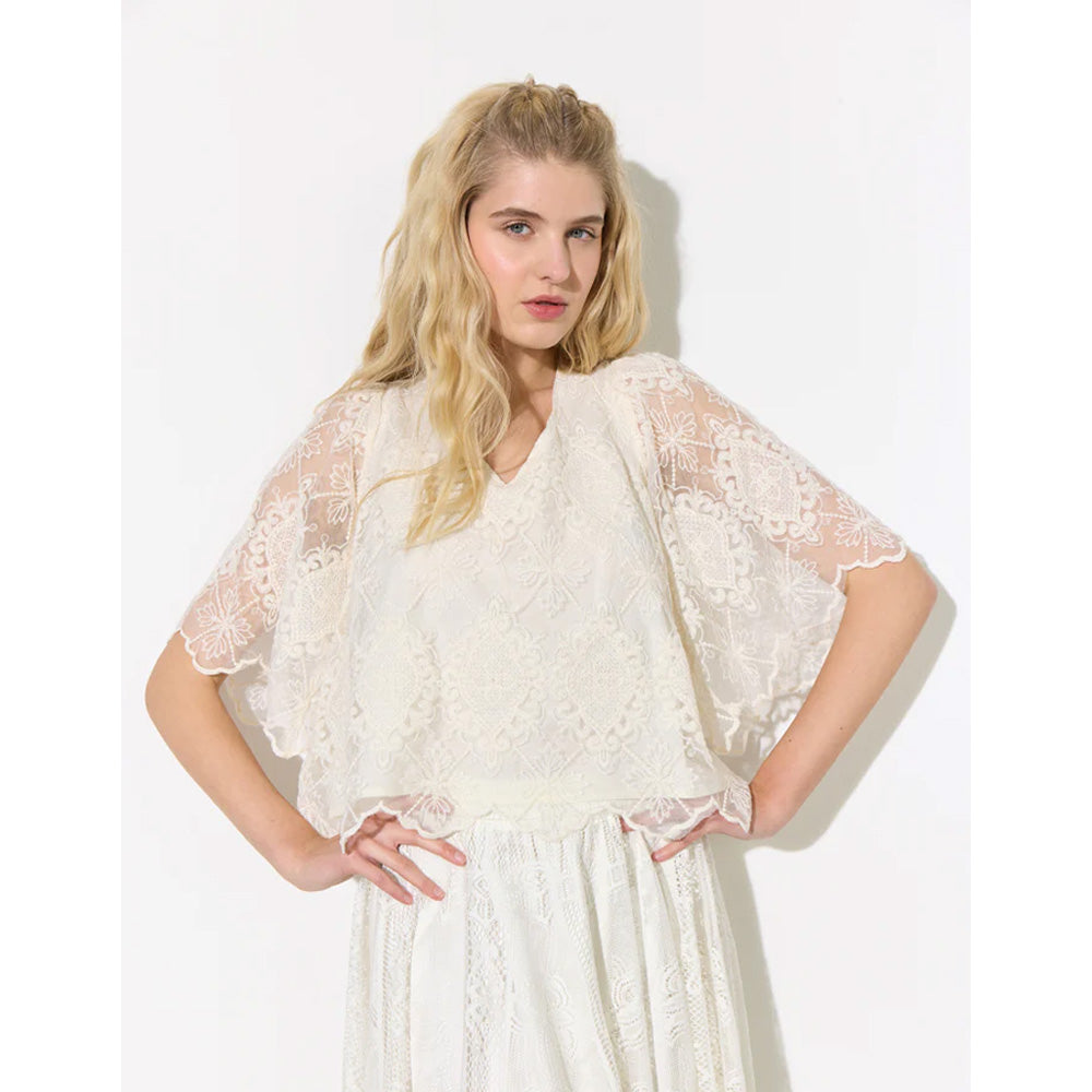 Hunkøn Bluse Lulu Lace Blouse Cream Lace