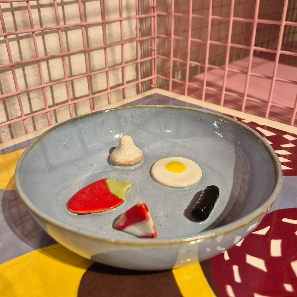 Julie Ebens Slikskål Babyblå Jordbær Spejlæg #23