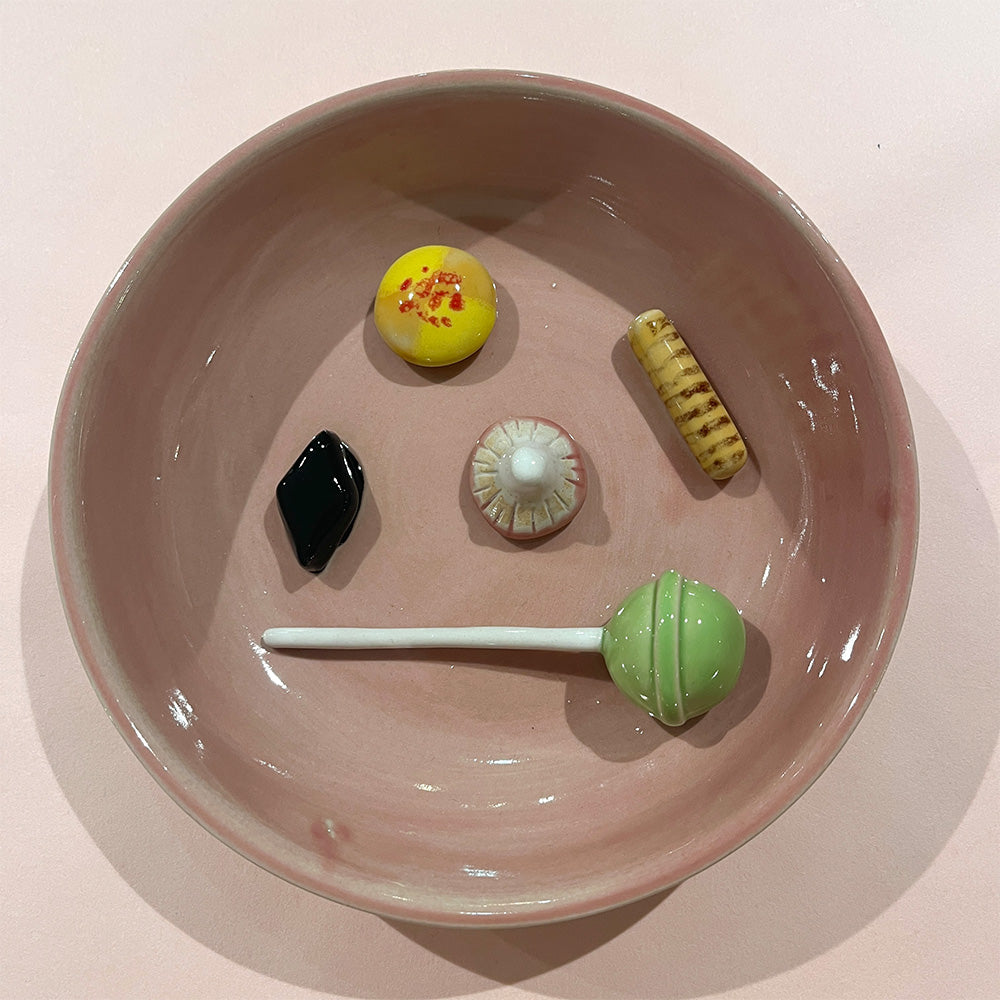 Julie Ebens Slikskål Lyserød Grøn Slikkepind Skumsvamp #35