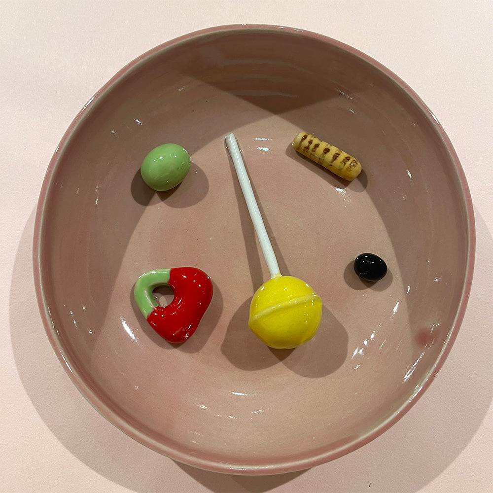 Julie Ebens Slikskål Lyserød Gul Slikkepind Kirsebær #38