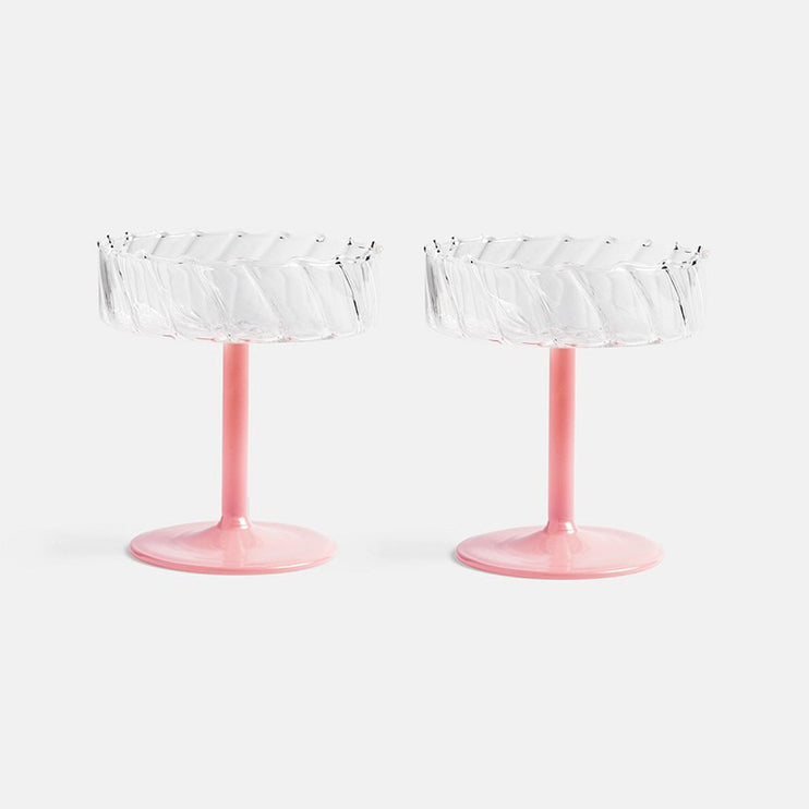&Klevering Champagneglas Coupe Twirl Pink 2 stk.