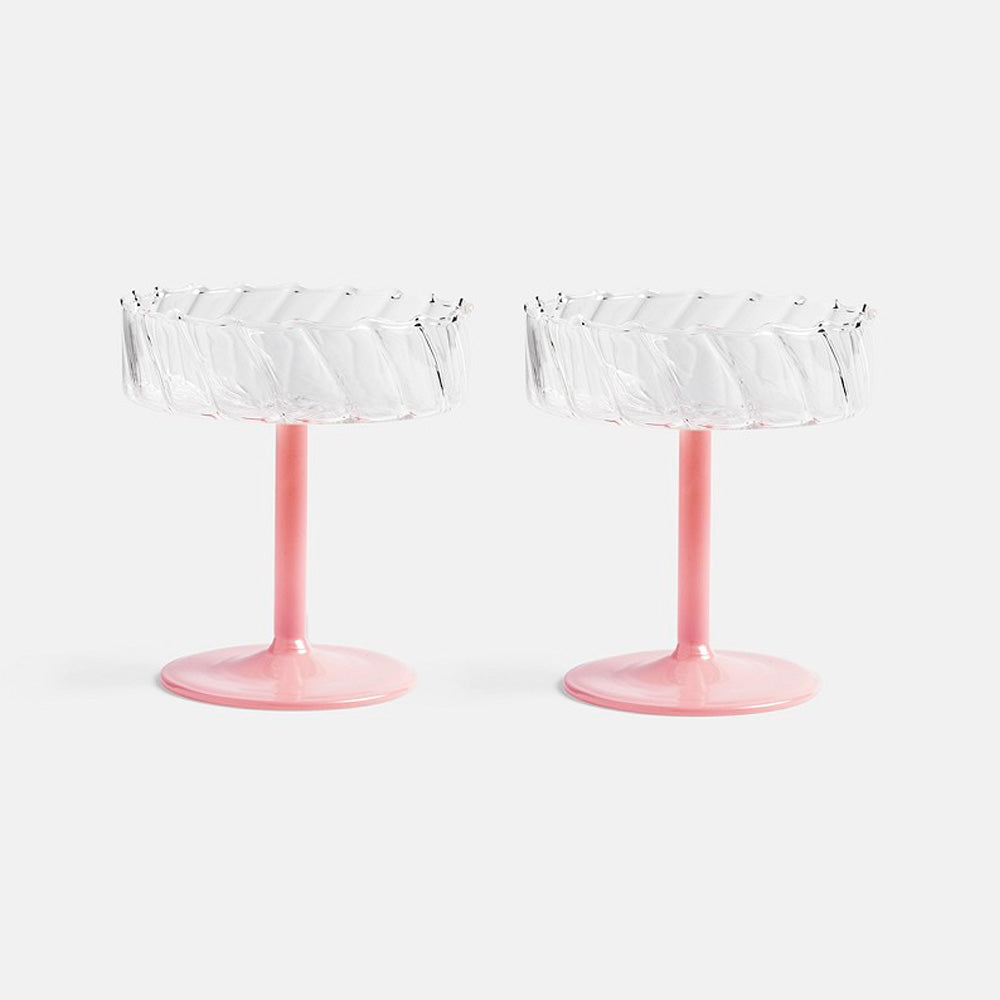 &Klevering Champagneglas Coupe Twirl Pink 2 stk.