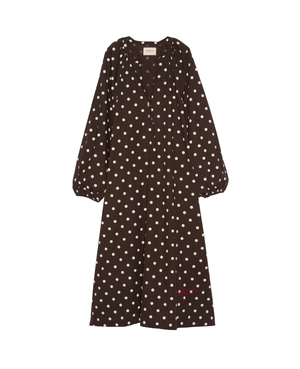 Lara Dress Brown Dot detalje