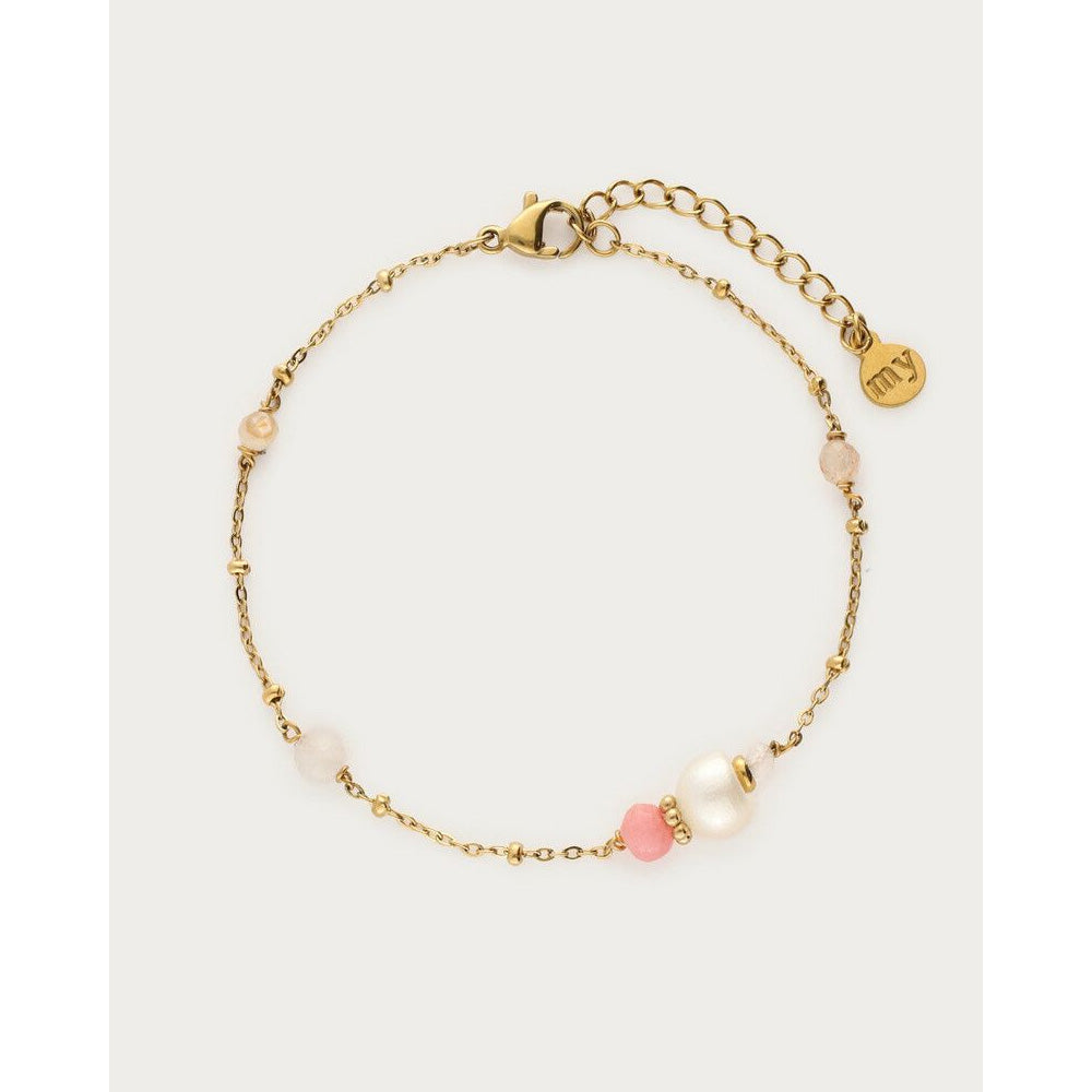 My Jewellery Smykker Armbånd Ferskvandsperle & Lyserøde Sten