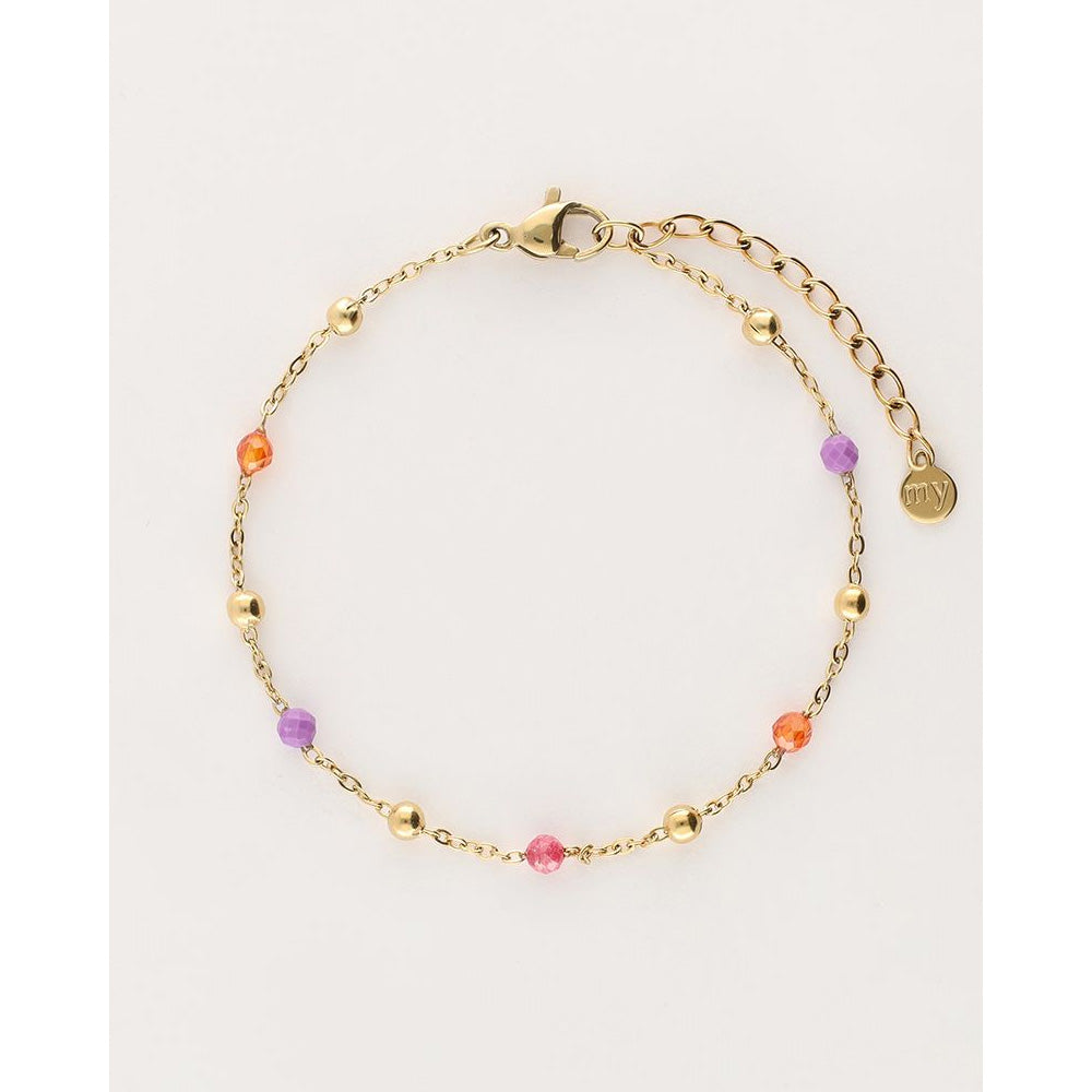 My Jewellery Smykker Armbånd Pink, Orange & Lilla Perler Guld