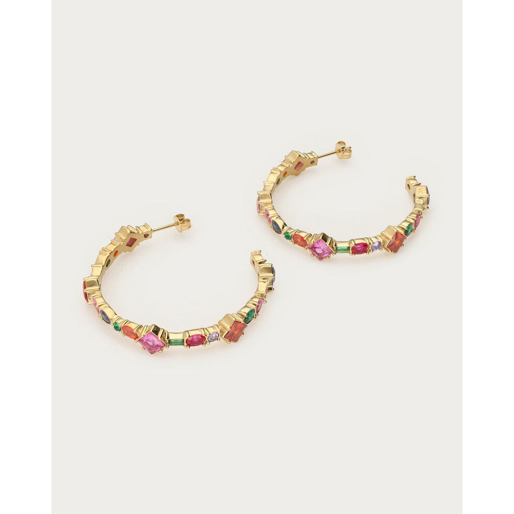 My Jewellery Smykker Øreringe Statement Hoop Multicoloured Stones