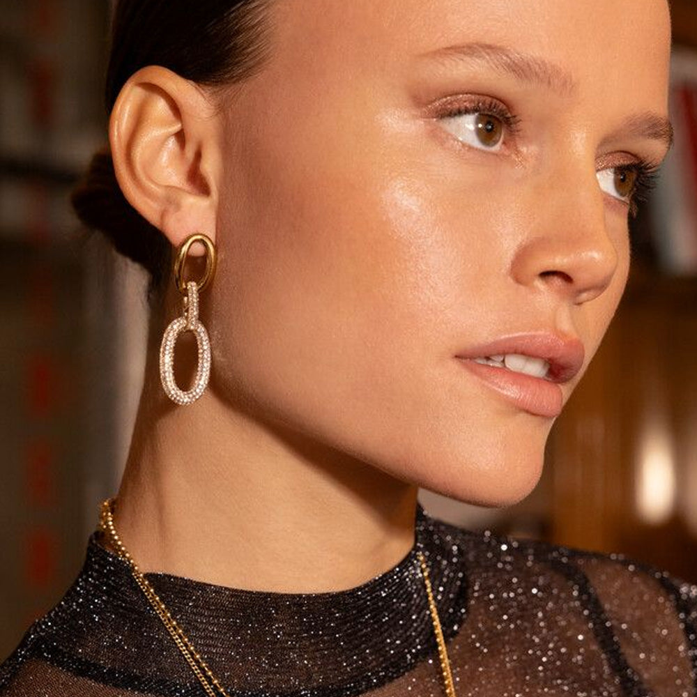 My Jewellery Smykker Øreringe Midnight Oval Drop Rhinestones