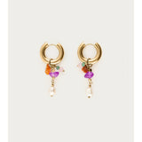 My Jewellery Hoops Med Lilla Og Orange Sten - Guldfarvet