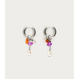 My Jewellery Hoops Med Lilla Og Orange Sten - Sølvfarvet