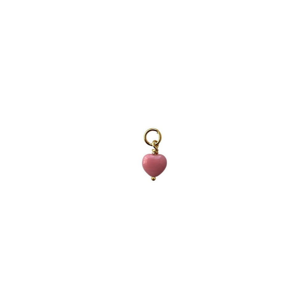 Rosa French Petit Heart hjertevedhæng i glas og forgyldt messing fra Pico Copenhagen