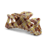 Bow Tartan Giga hårklemme i brun og gul