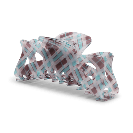 Bow Tartan Giga hårklemme i hvid og blå