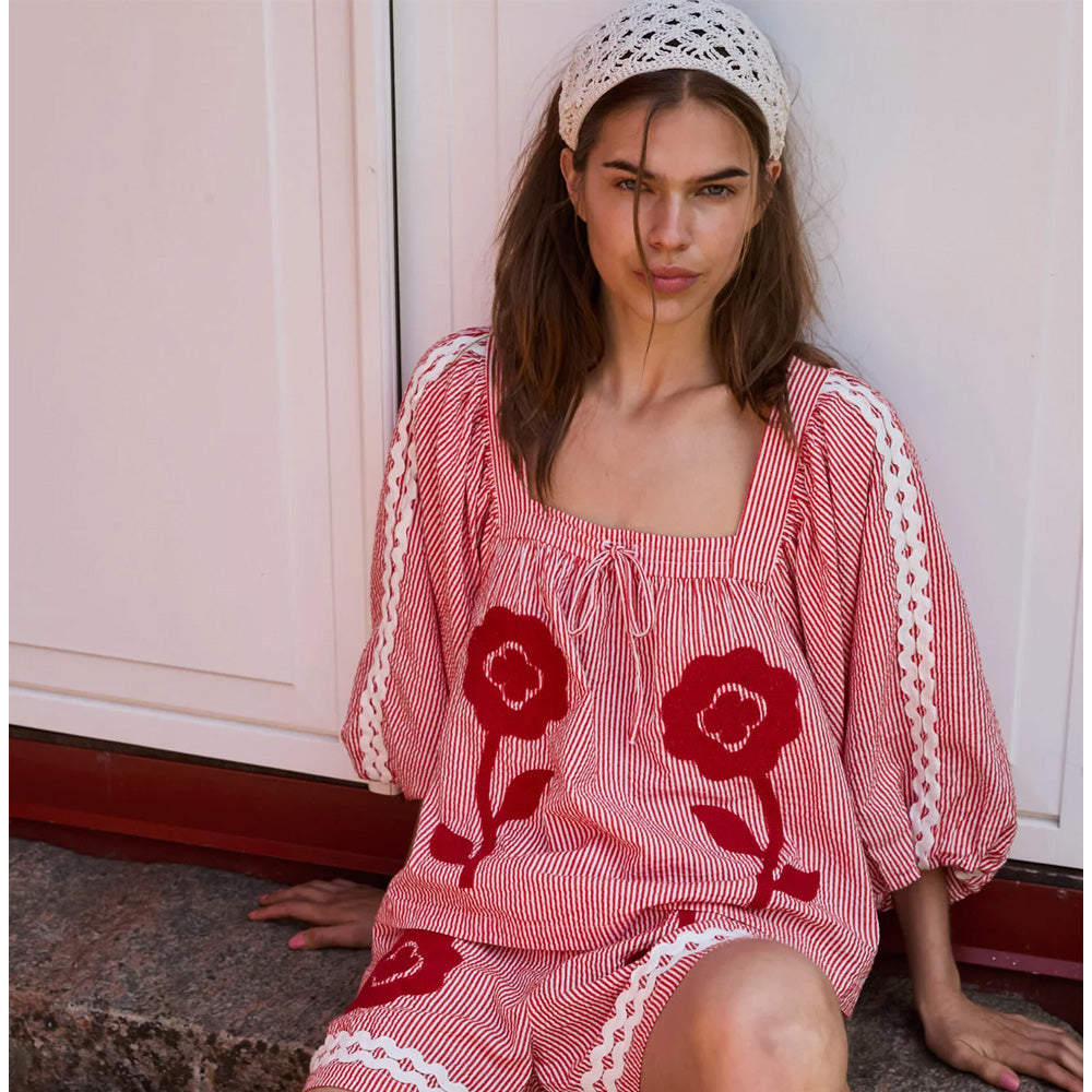 Sissel Edelbo Abelone Top Red Flower