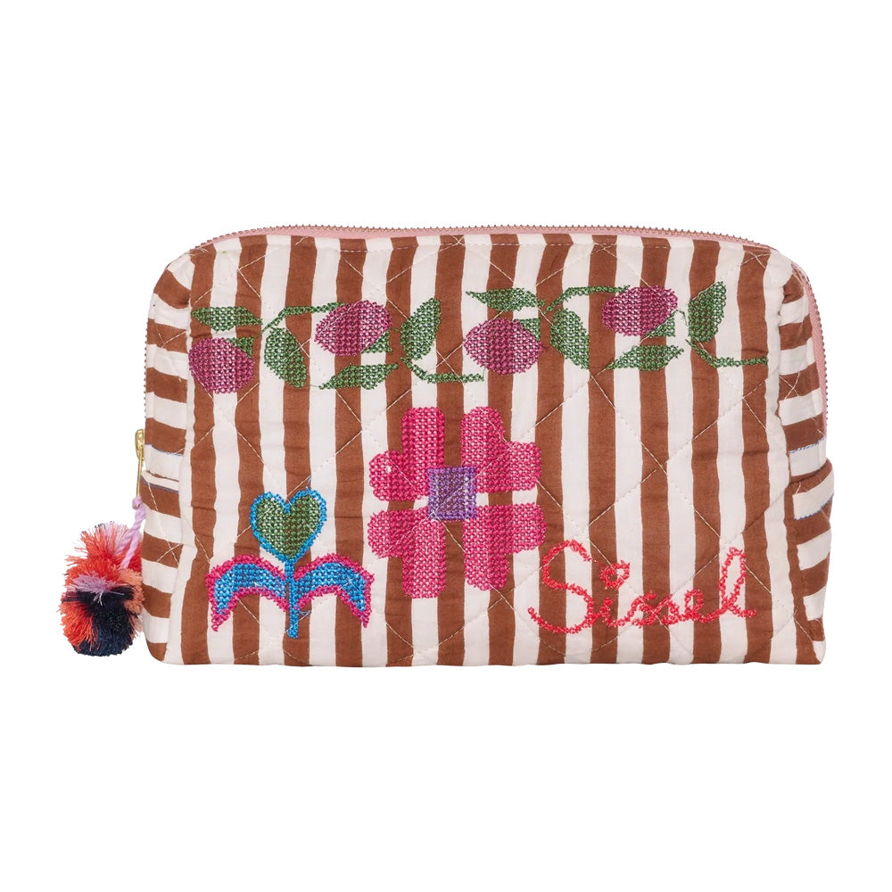 Sissel Edelbo Rosea Cosmetic Bag Brown Stripes Makeup Taske