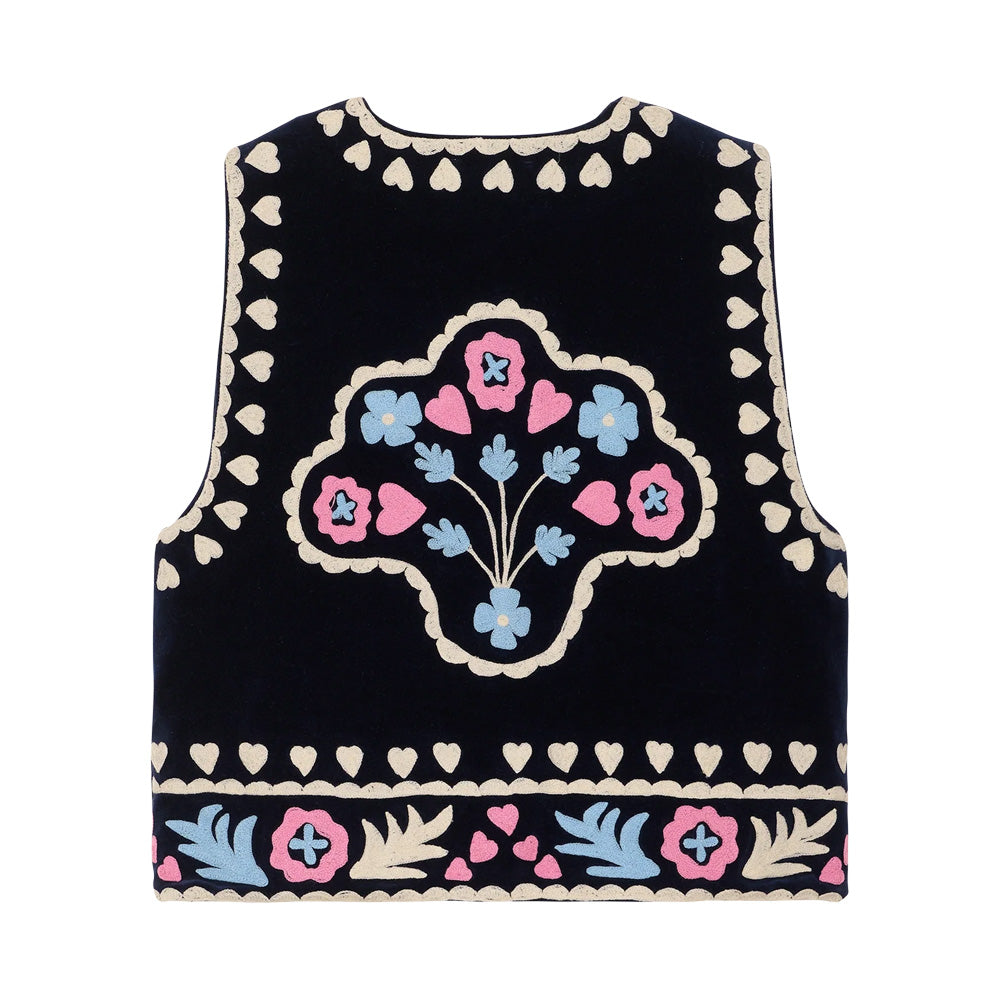 Sissel Edelbo Timothy Vest Navy Broderie
