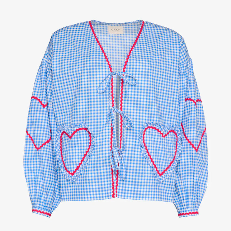 Sissel Edelbo Astrid Organic Cotton Top Skjorte Blue Checks Tern Blå