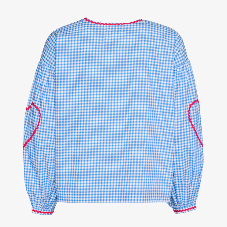Sissel Edelbo Astrid Organic Cotton Top Skjorte Blue Checks Tern Blå