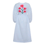 Sissel Edelbo Caro Dress Cashmere Blue Kjole Perlebroderi