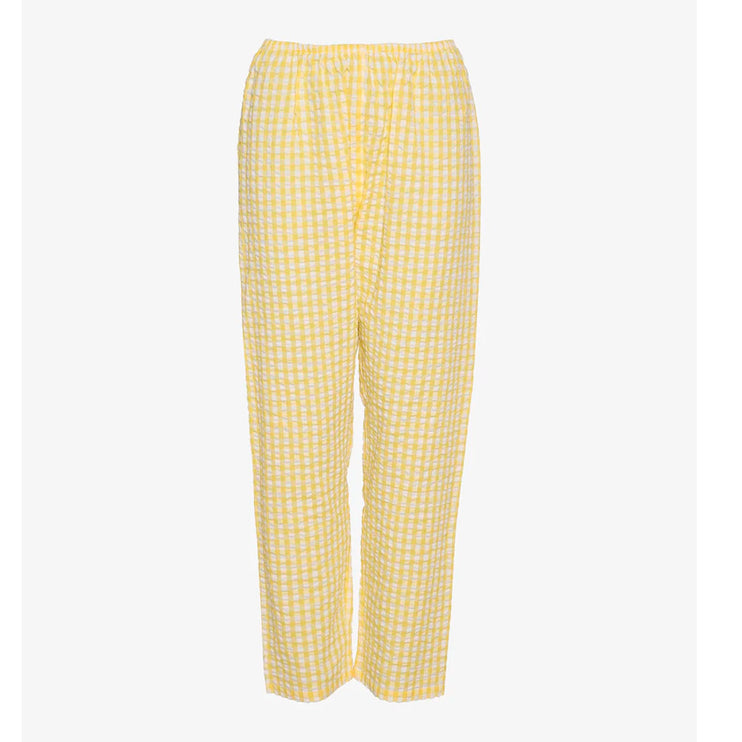 Kamal Organic Cotton Pants Yellow Checks Ternede Bukser Hvid/Gul