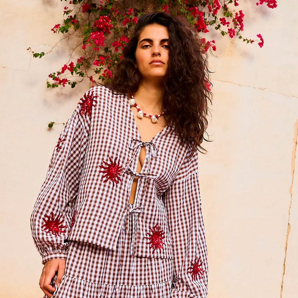 Sissel Edelbo Nanette Top Brown Checks