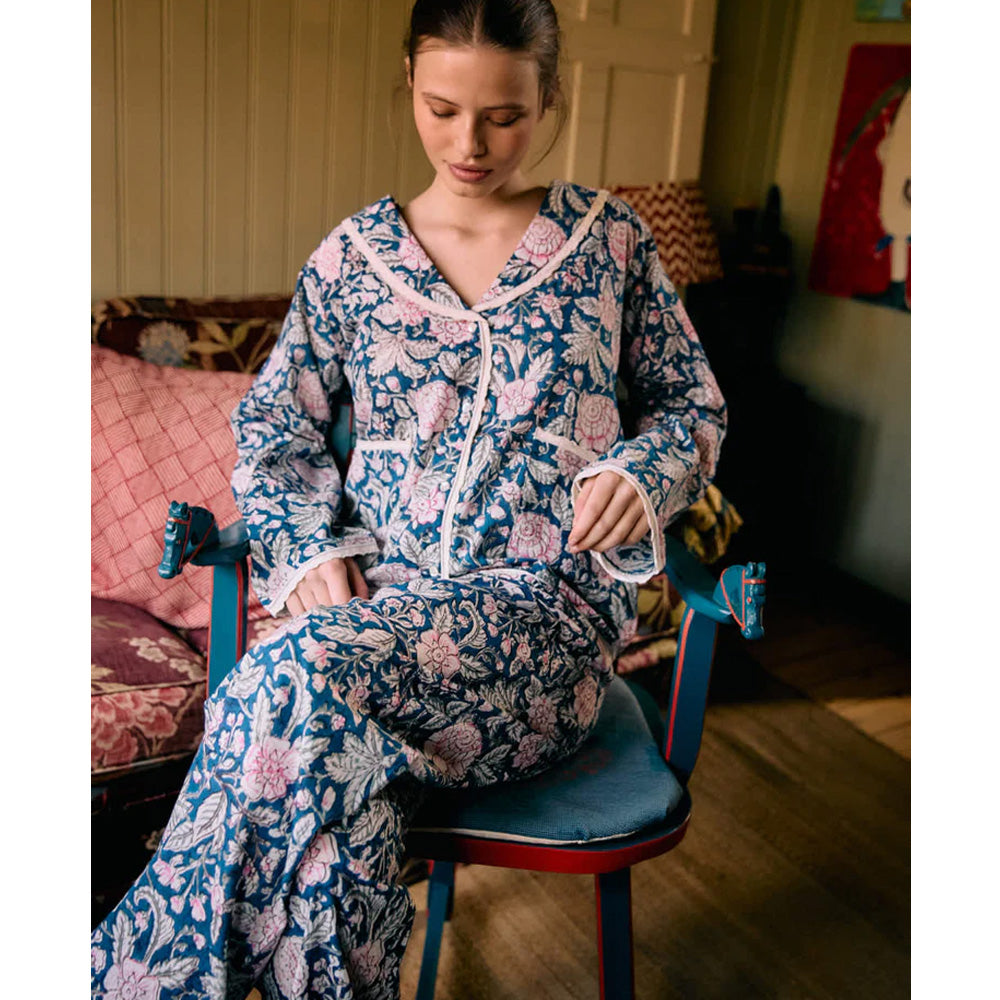 Sissel Edelbo Neva Pyjamas Sæt Blue Blossom