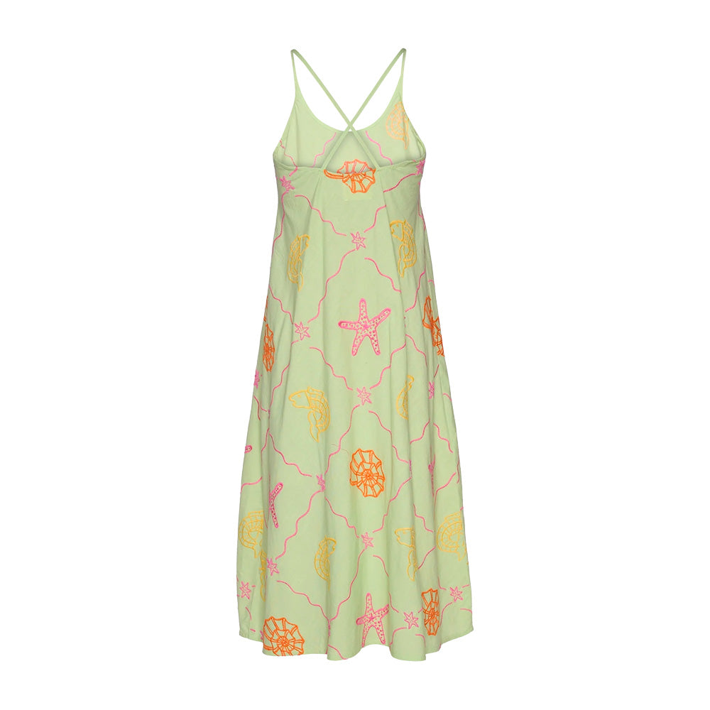 Sissel Edelbo Ocean Strap Dress Pastel Green Broderier