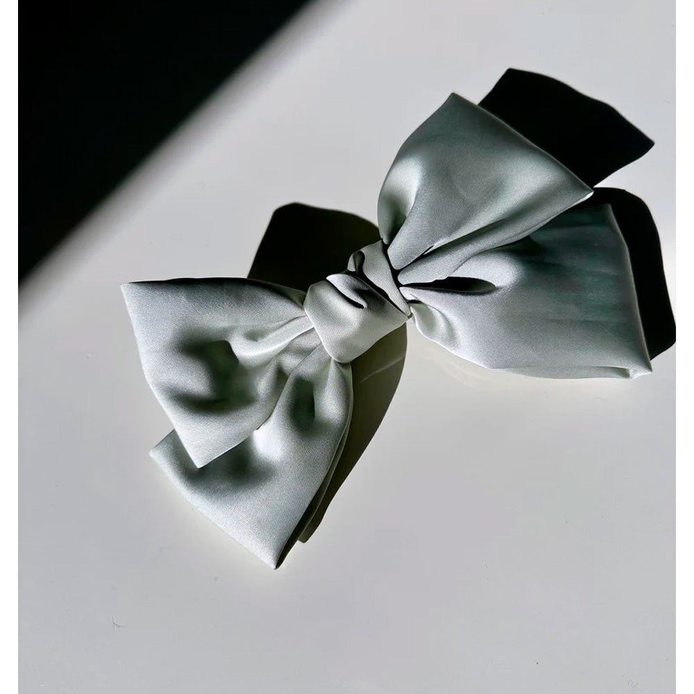 Solar Eclipse Hårklemme Sløjfe Hair Bow Barrette Mat Satin Mint Grøn