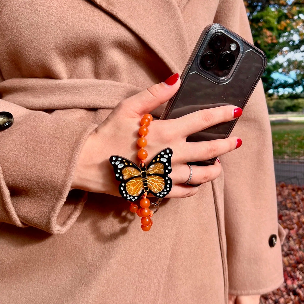 Solar Eclipse Mobil-kæde Natursten Sommerfugl Orange