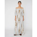 Stalla Nova Loose Maxi Dress with drop Shoulders Creme Multicolour Flowers