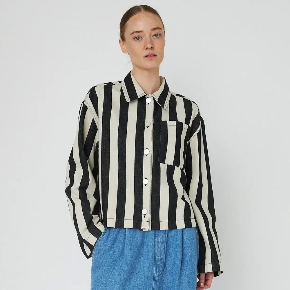 Stella Nova Striped Shirt Black & Creme Striber
