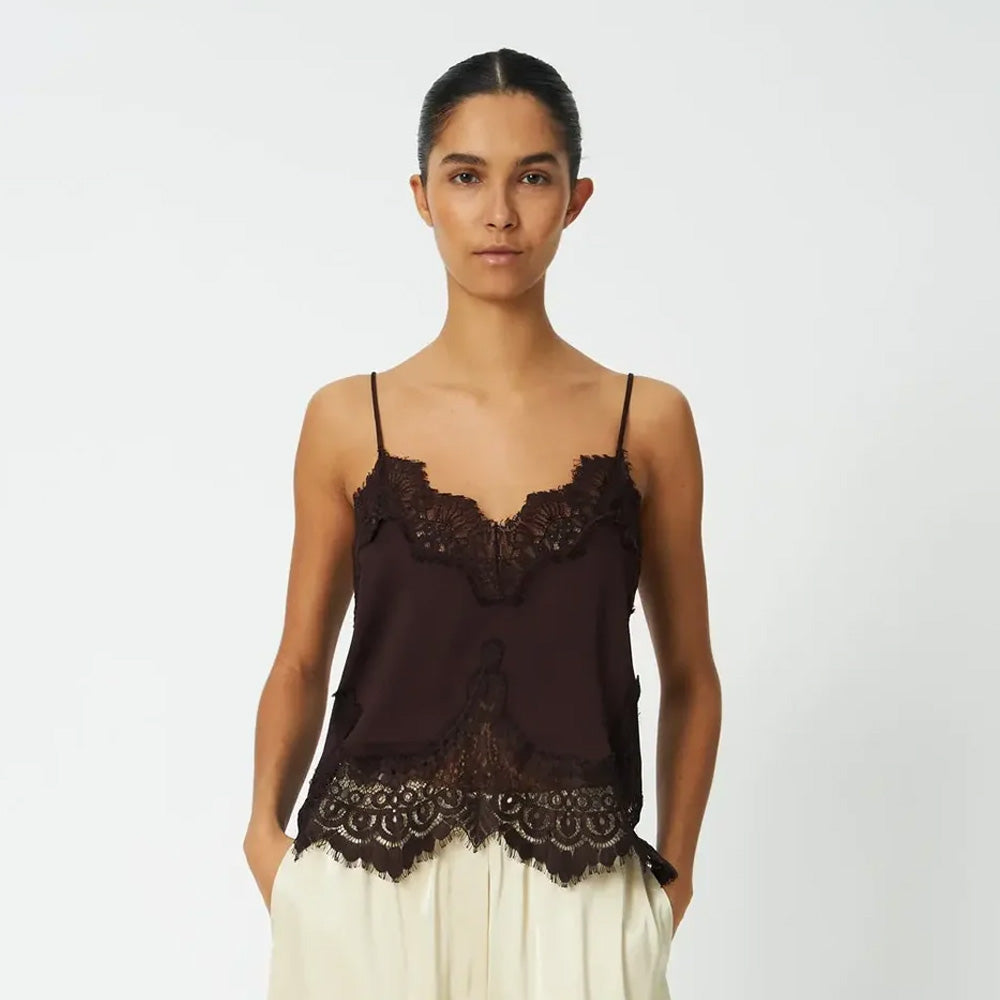 Stella Nova Underlayer Lace Top Dark Brown