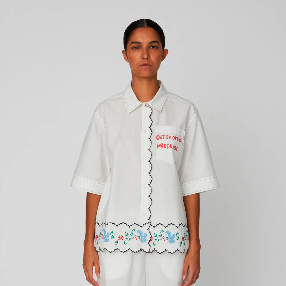 Stella Nova Coloured Embroidered Oversized Shirt Off-White