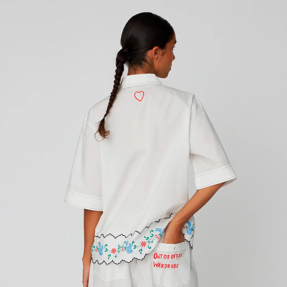 Stella Nova Coloured Embroidered Oversized Shirt Off-White